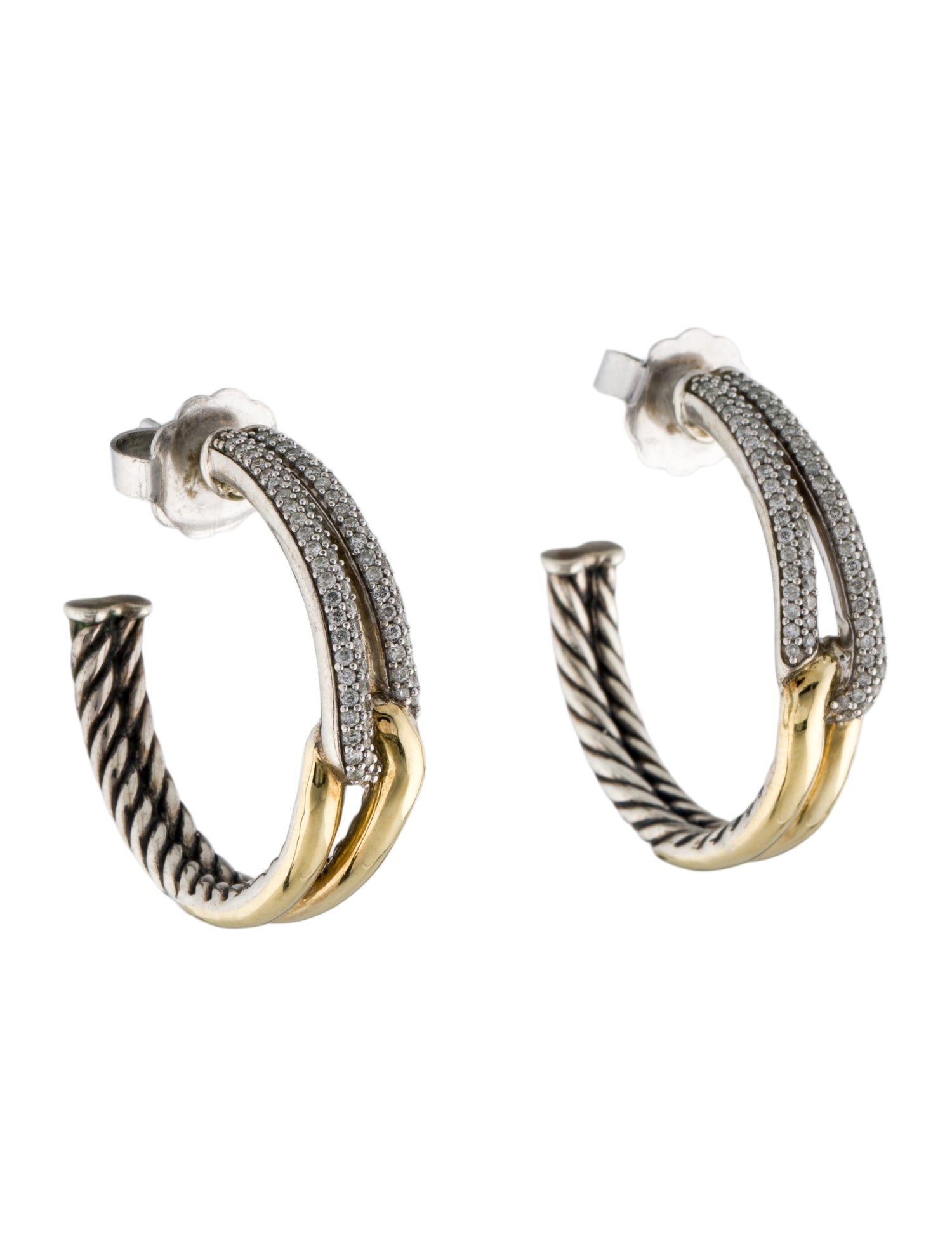 David Yurman Diamond Labyrinth Hoop Earrings