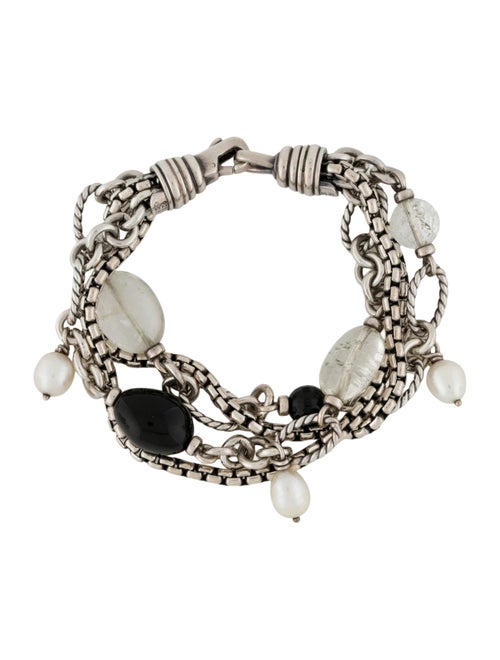 David Yurman Pearl, Onyx & Quartz Multistrand Bracelet