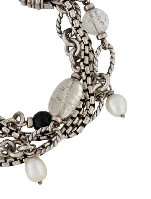 David Yurman Pearl, Onyx & Quartz Multistrand Bracelet