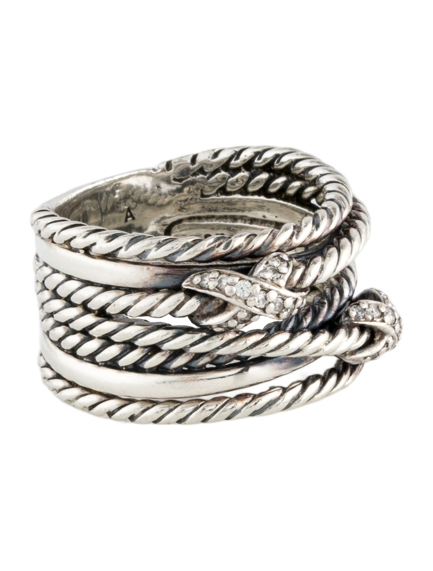 David Yurman Diamond Double X Crossover Ring