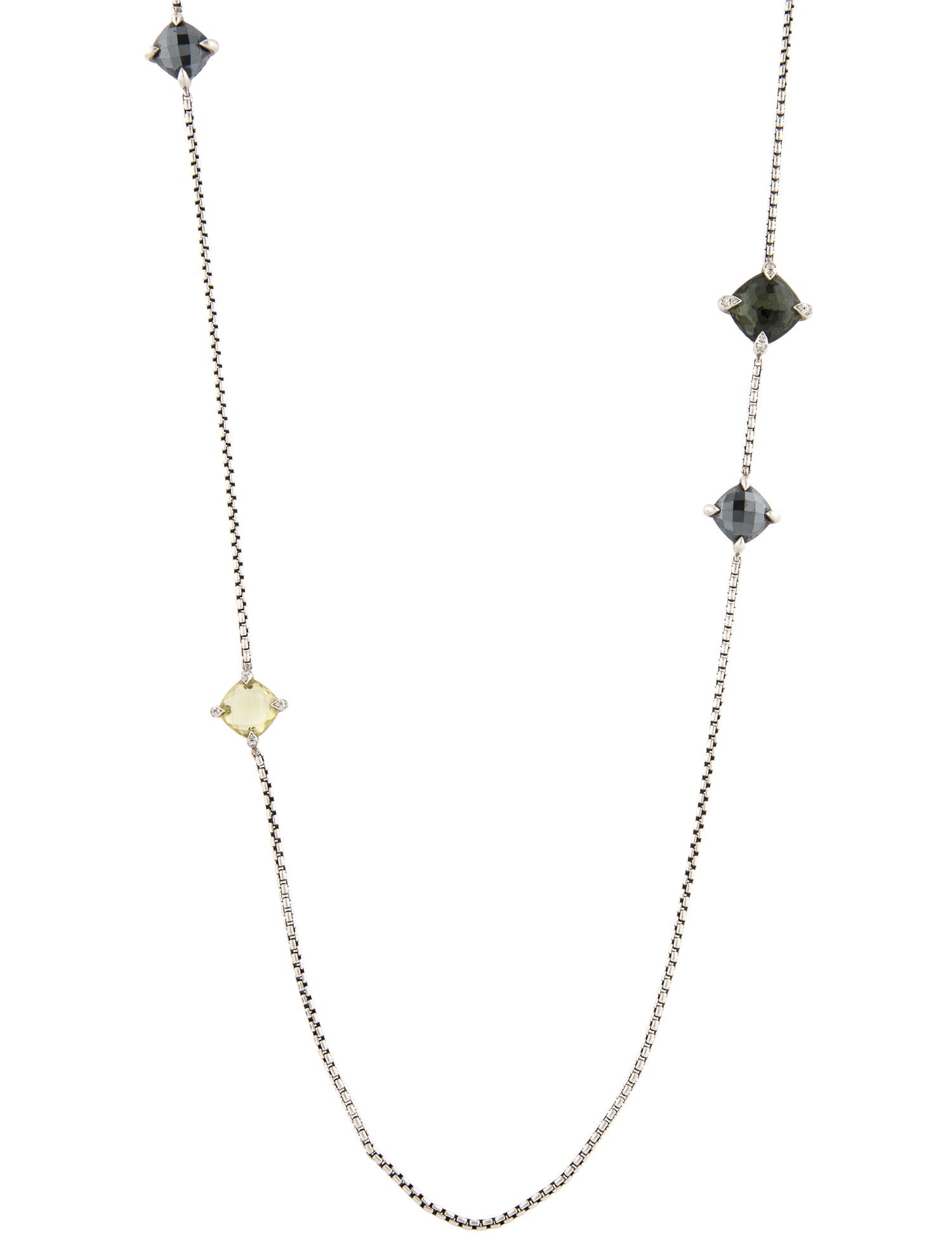 David Yurman Multistone & Diamond Chatelaine Station Necklace