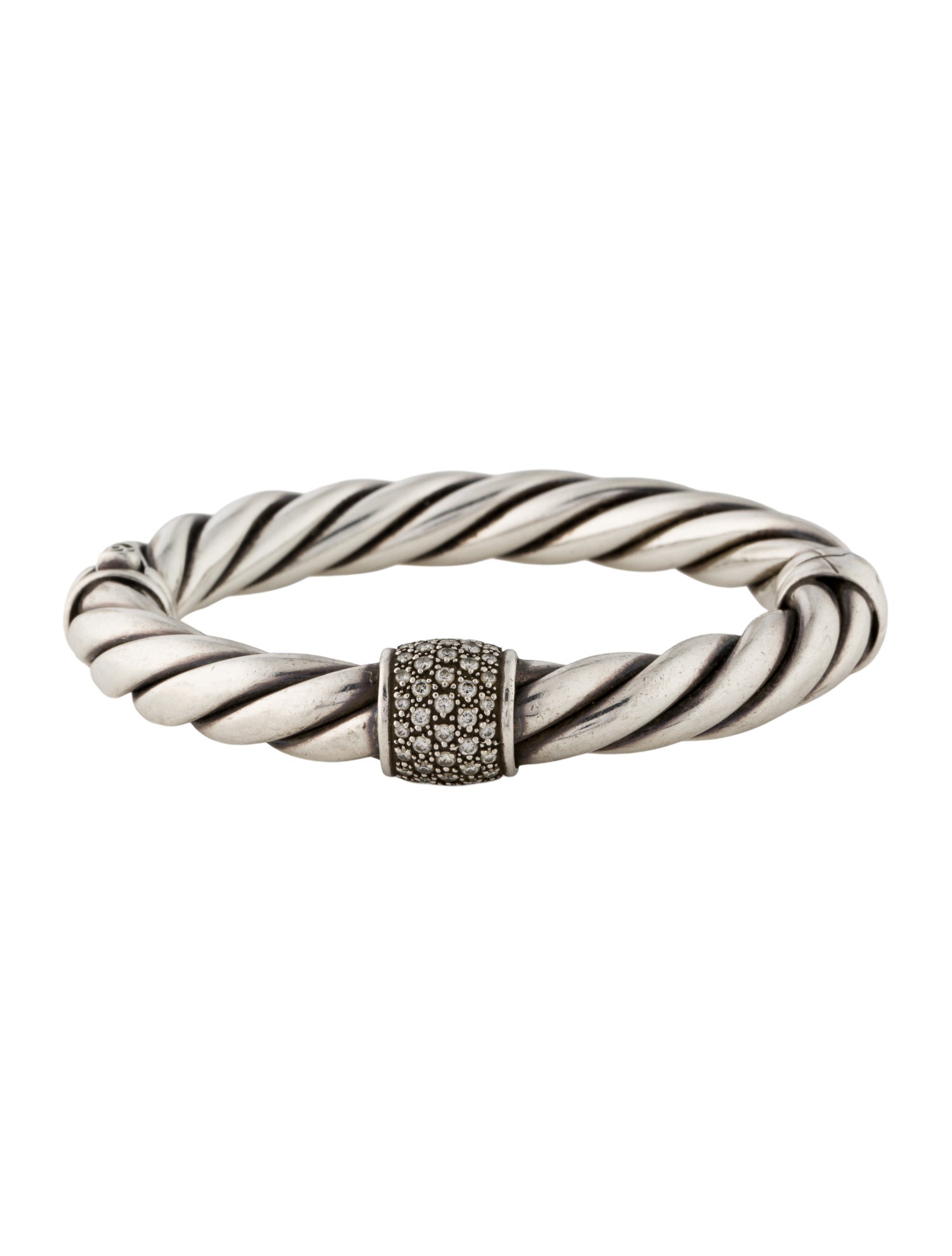David Yurman Diamond Metro Cable Bangle Bracelet