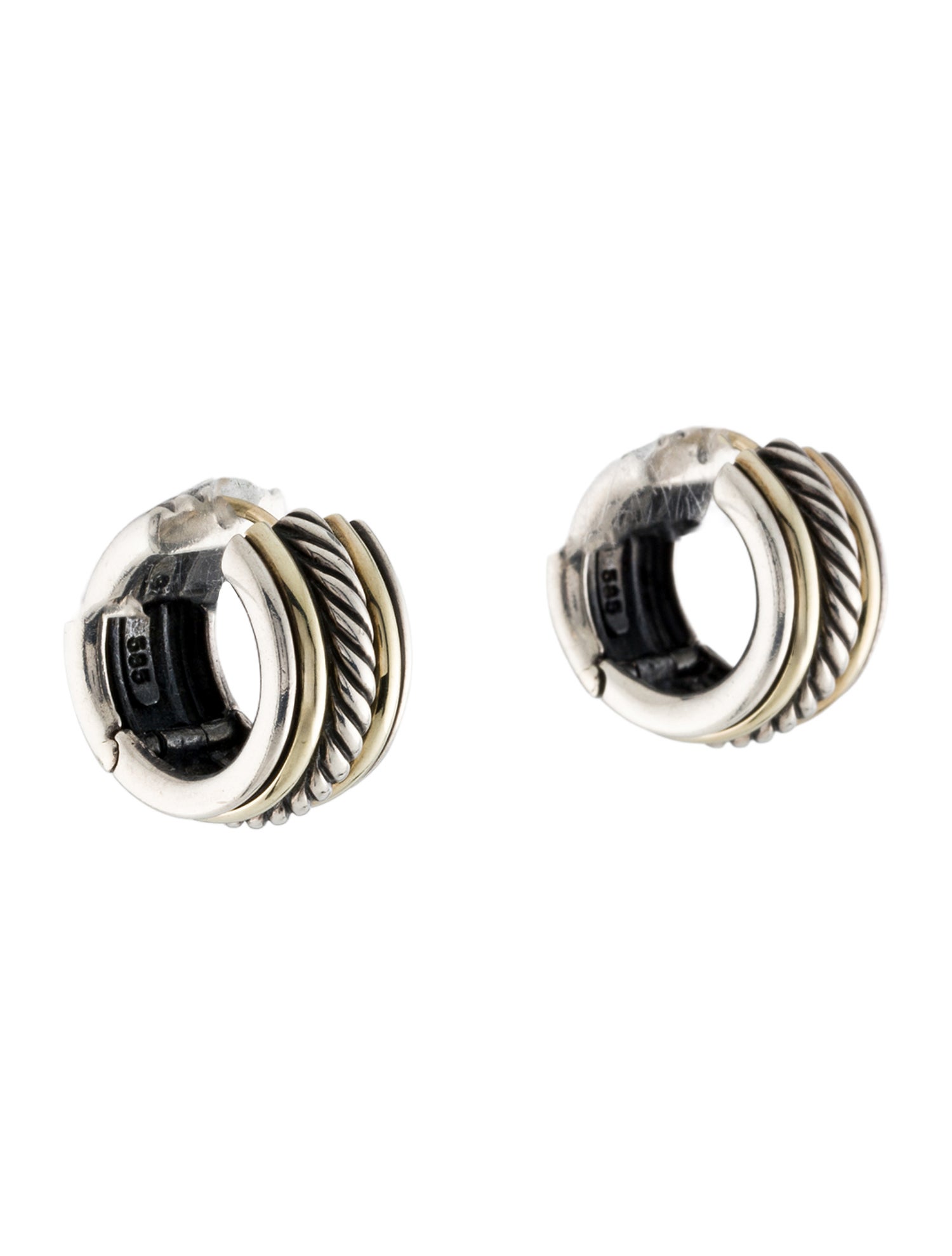 David Yurman Two-Tone Cable Huggie Earrings