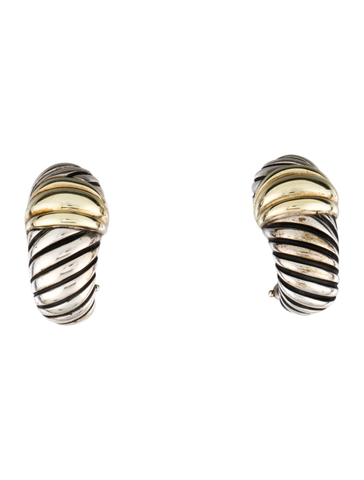 David Yurman Two-Tone Cable Shrimp Earclips