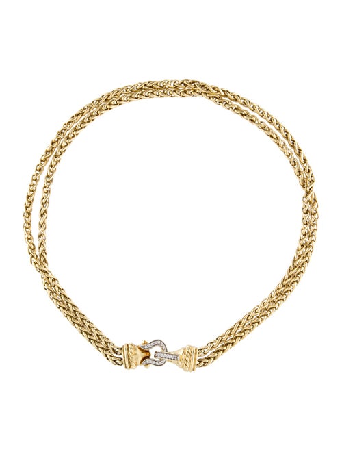 David Yurman 18K Diamond Buckle Double Strand Necklace