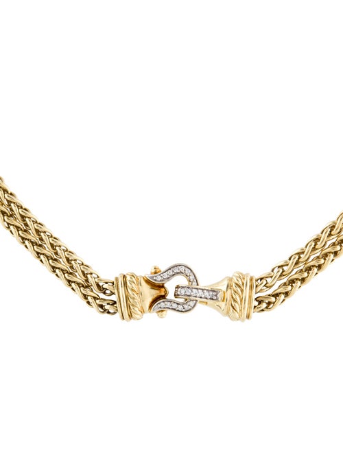 David Yurman 18K Diamond Buckle Double Strand Necklace