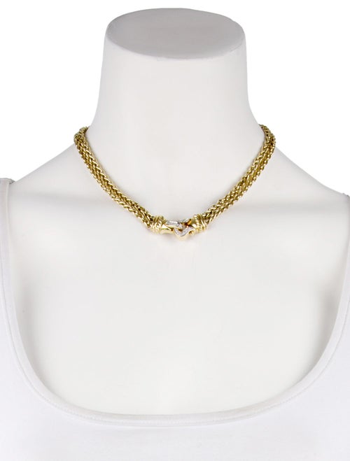 David Yurman 18K Diamond Buckle Double Strand Necklace