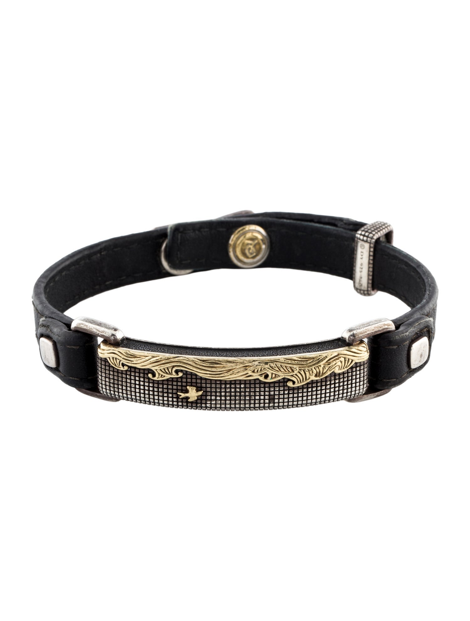 David Yurman Two-Tone Leather Waves Wrap Bracelet