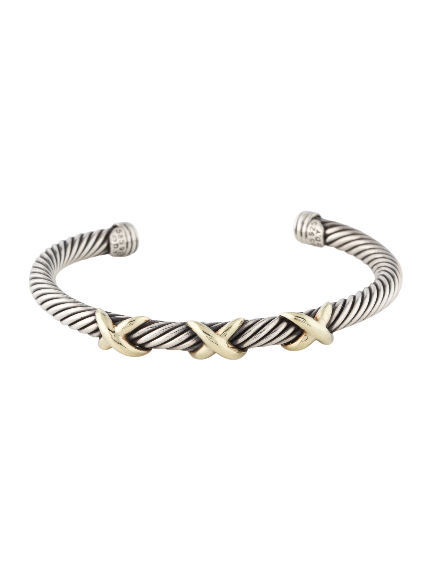 David Yurman Two-Tone Triple X Station Cable Cuff Bracelet