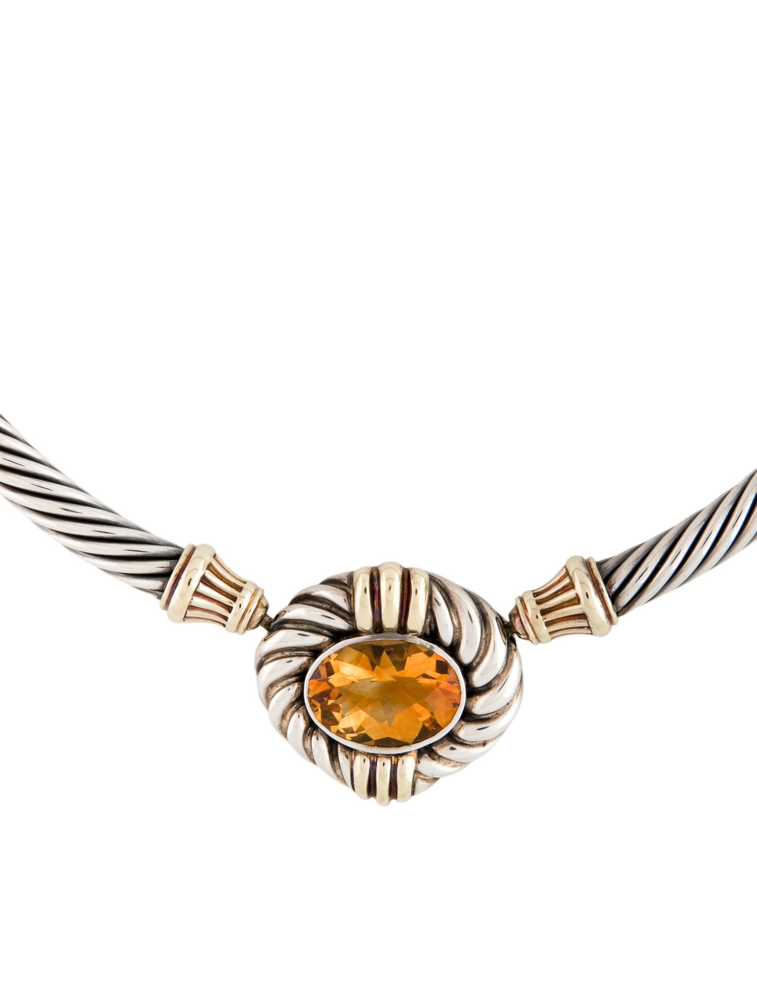 David Yurman Citrine Enhancer Metro Cable Collar Necklace