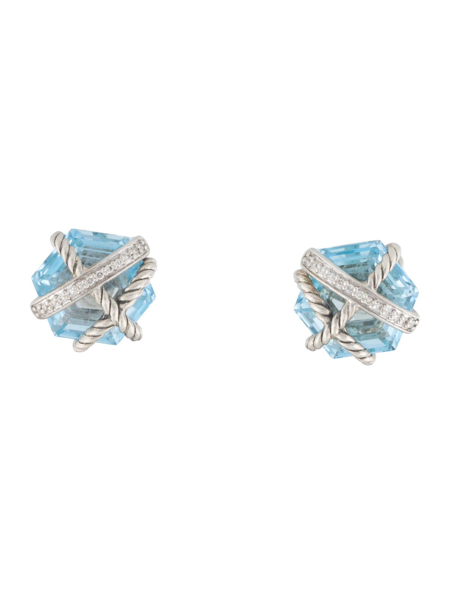 David Yurman Topaz & Diamond Stud Earrings