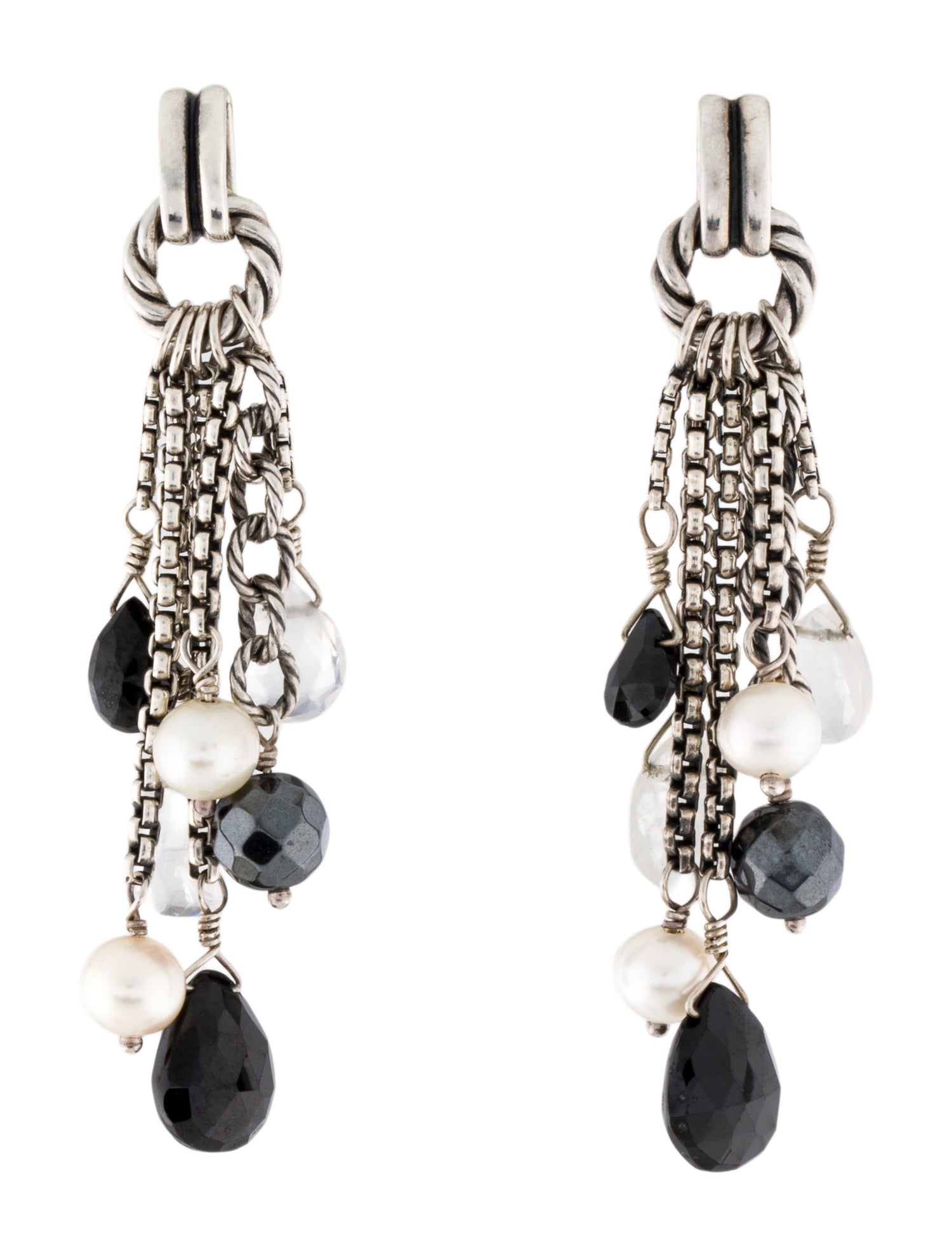 David Yurman Pearl & Multistone Bijoux Tassel Earrings