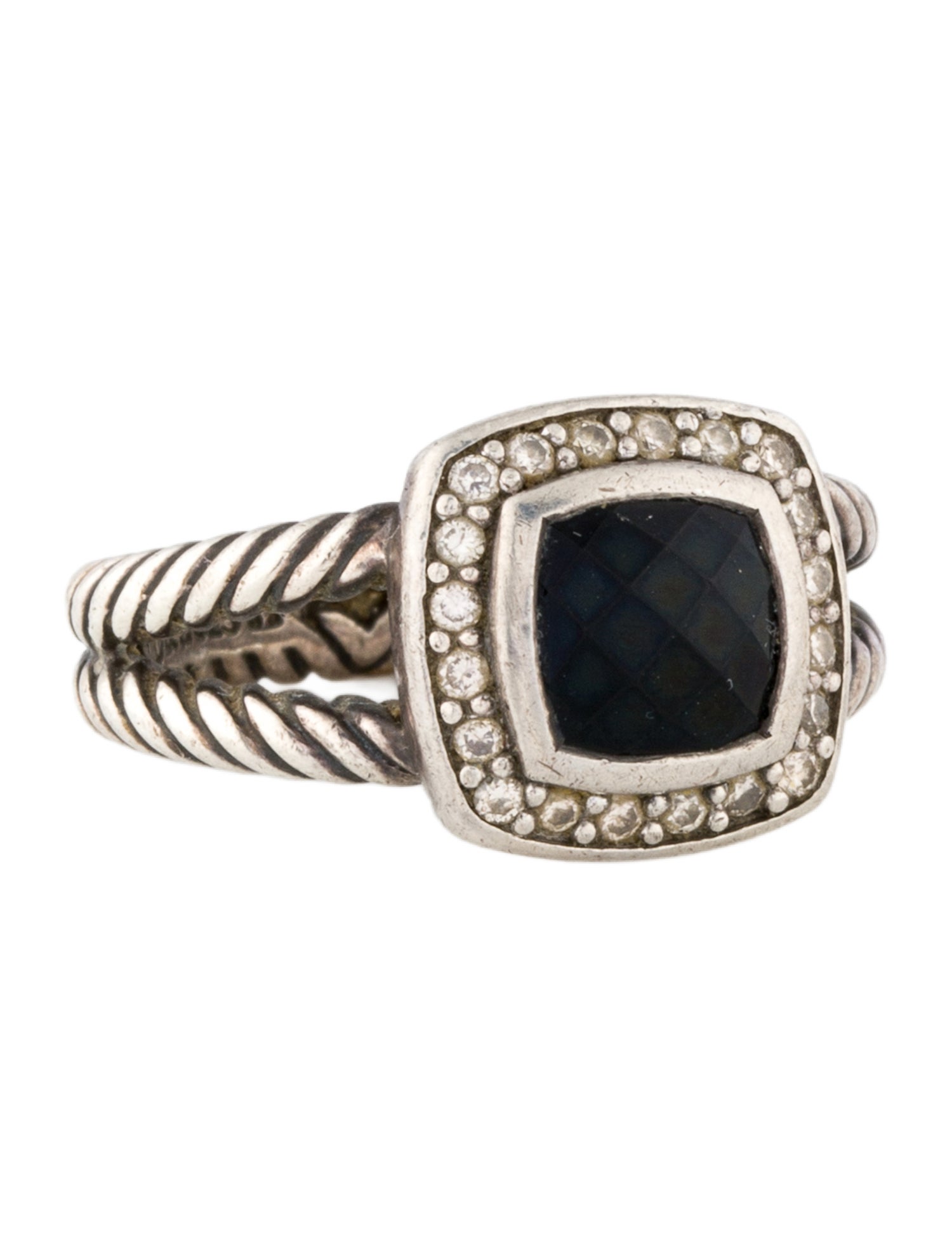 David Yurman Onyx & Diamond Petite Albion Ring