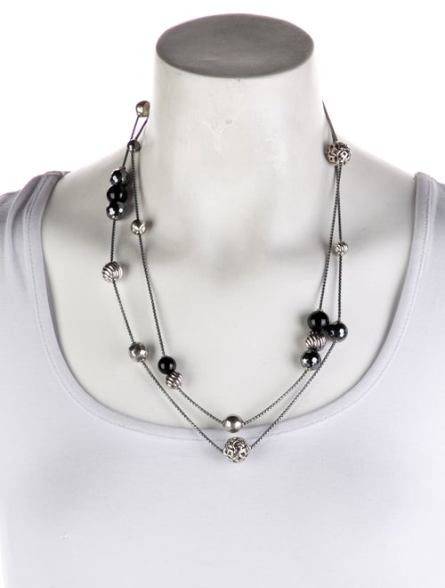 David Yurman Onyx & Hematine Elements Station Necklace