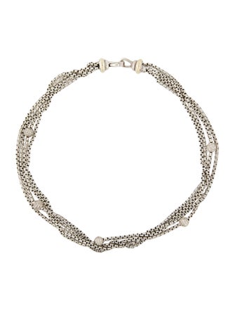 David Yurman Two-Tone Diamond Four-Row Small Chain Multistrand Necklace