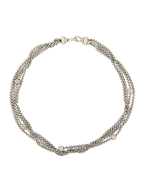 David Yurman Two-Tone Diamond Four-Row Small Chain Multistrand Necklace