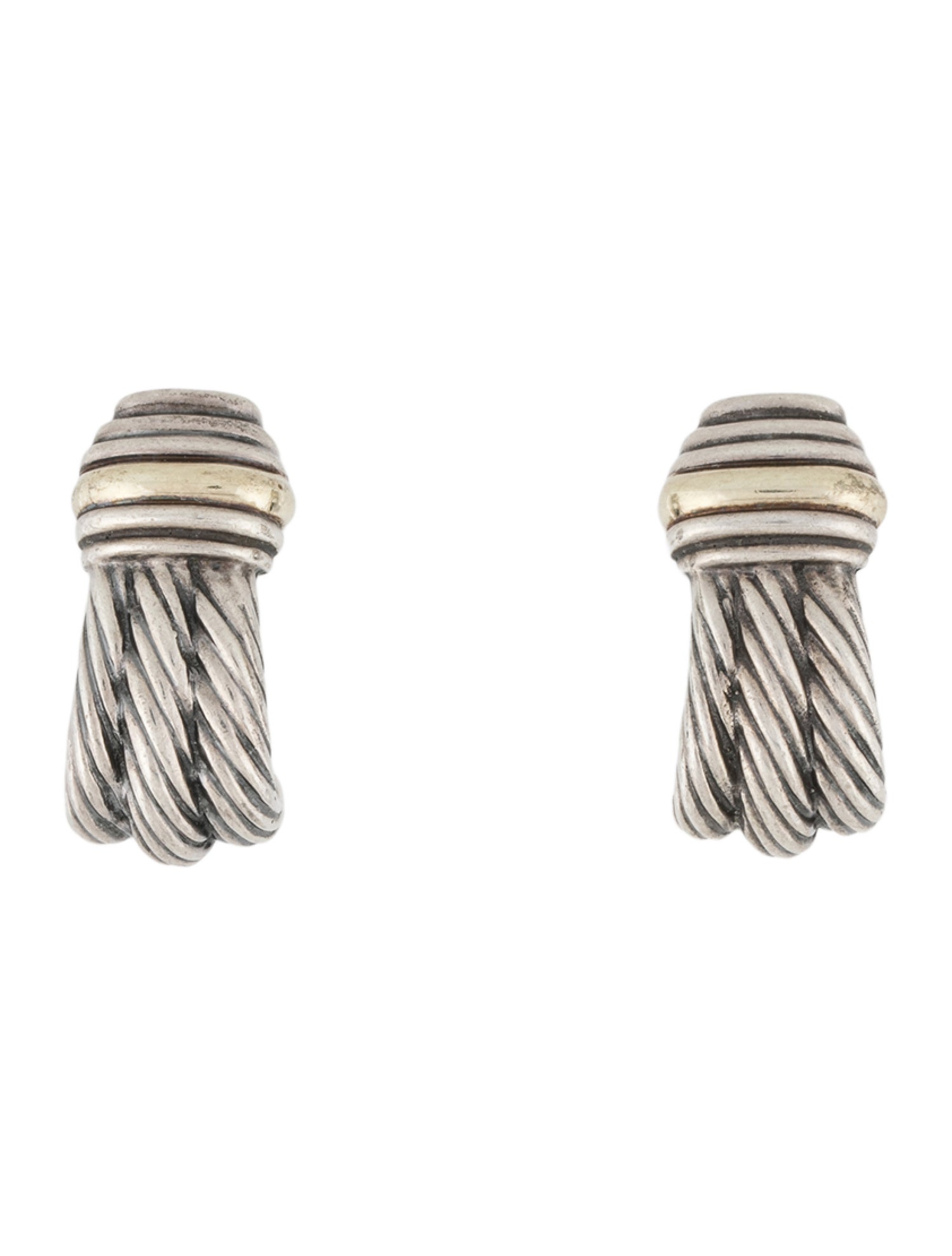 David Yurman Two-Tone Triple Cable Clip-On Earrings