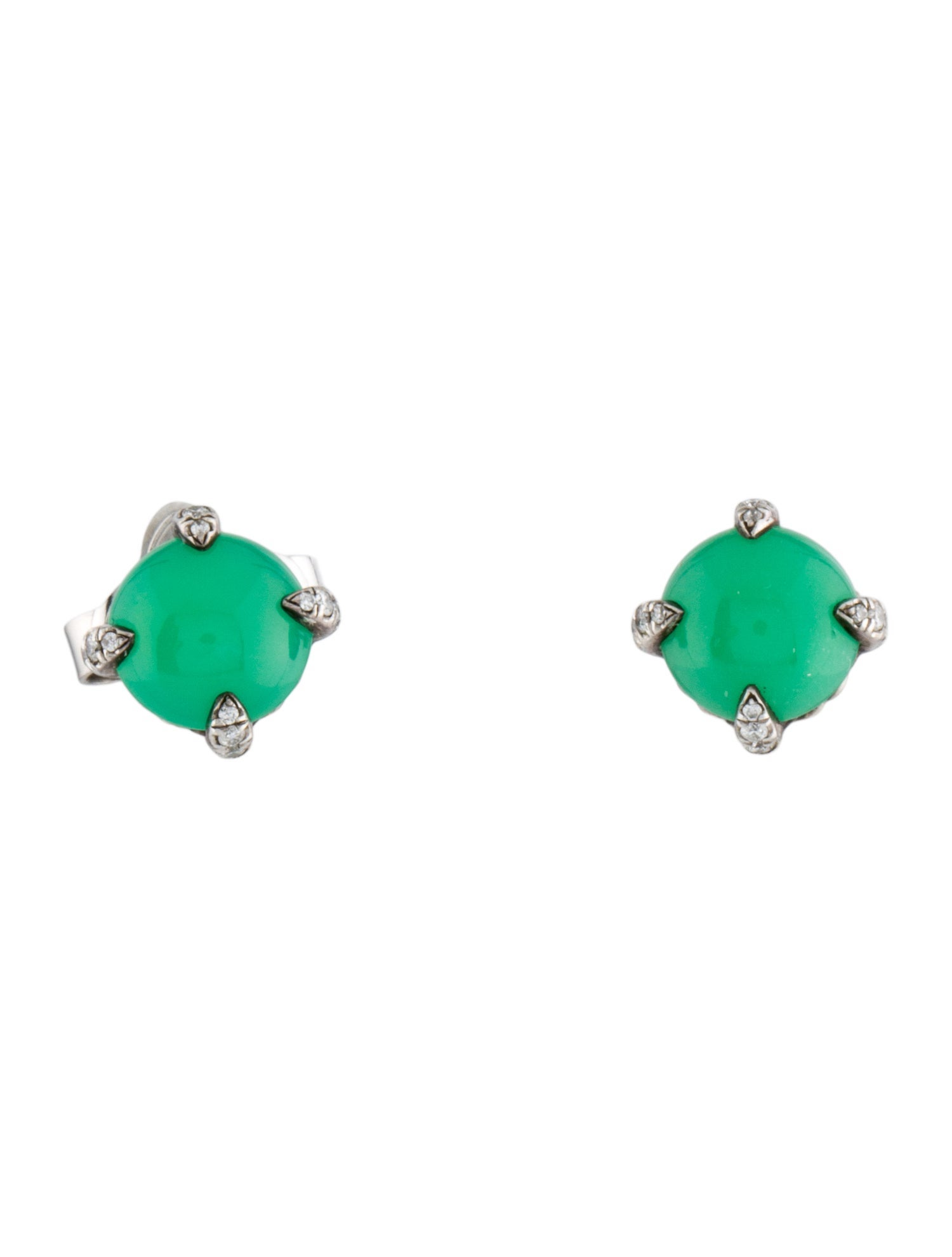 David Yurman Dyed Chalcedony & Diamond Stud Earrings
