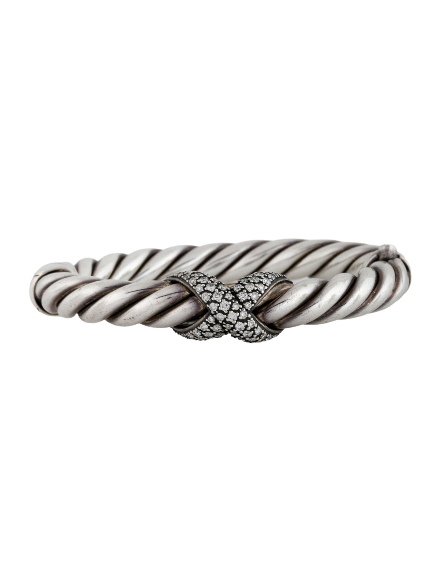 David Yurman 1.58ctw Diamond X Bangle Bracelet