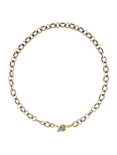 David Yurman Two-Tone Oval Toggle Chain Link Necklace