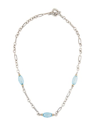 David Yurman Topaz Figaro Chain Station Necklace