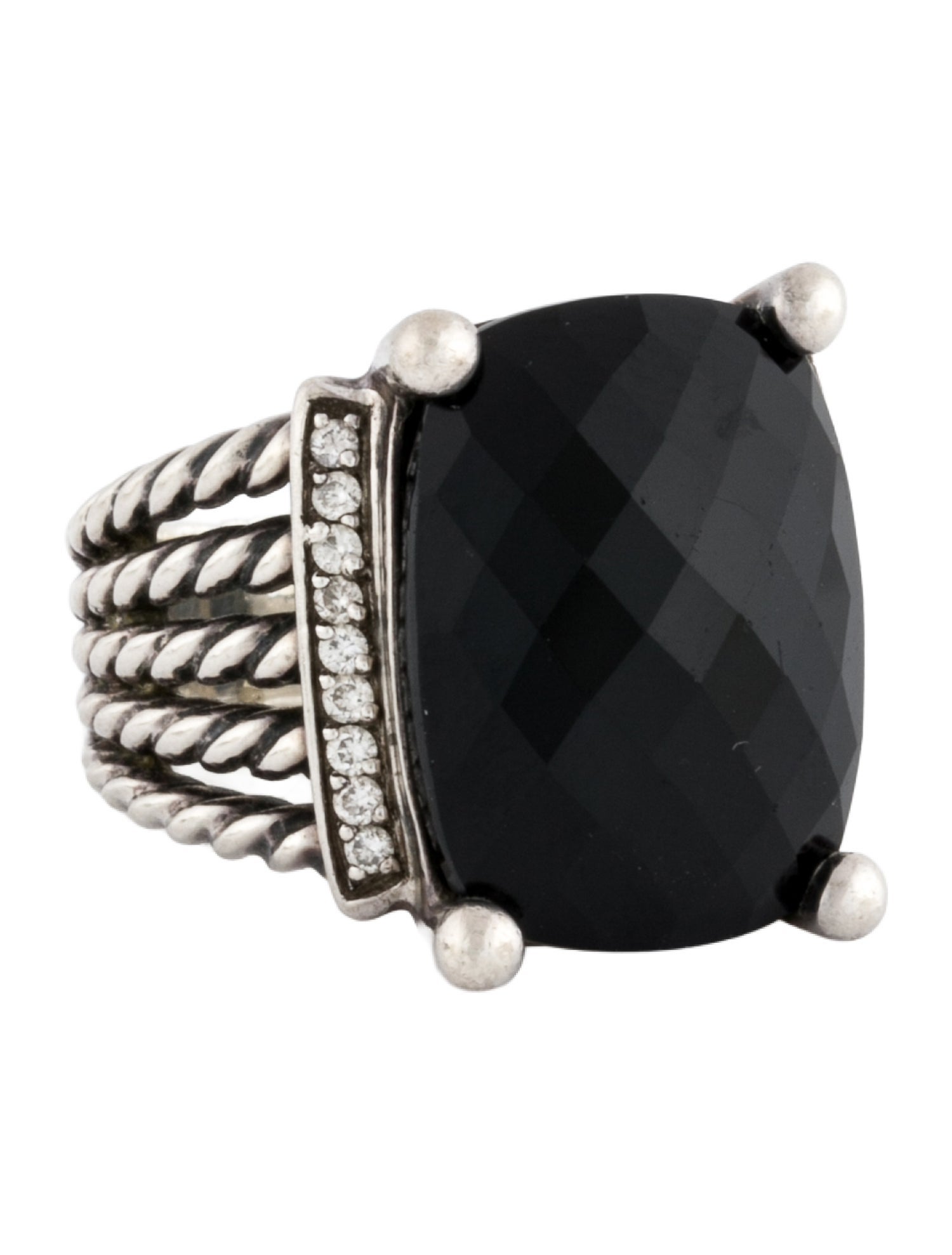 David Yurman Onyx & Diamond Wheaton Cocktail Ring