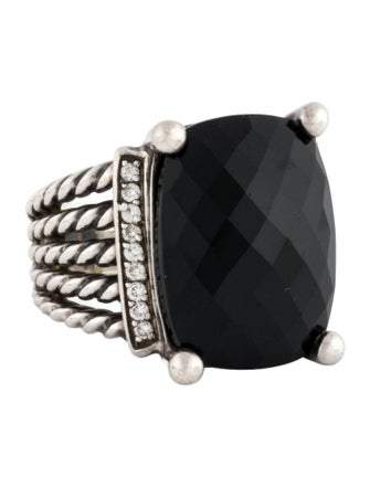 David Yurman Onyx & Diamond Wheaton Cocktail Ring