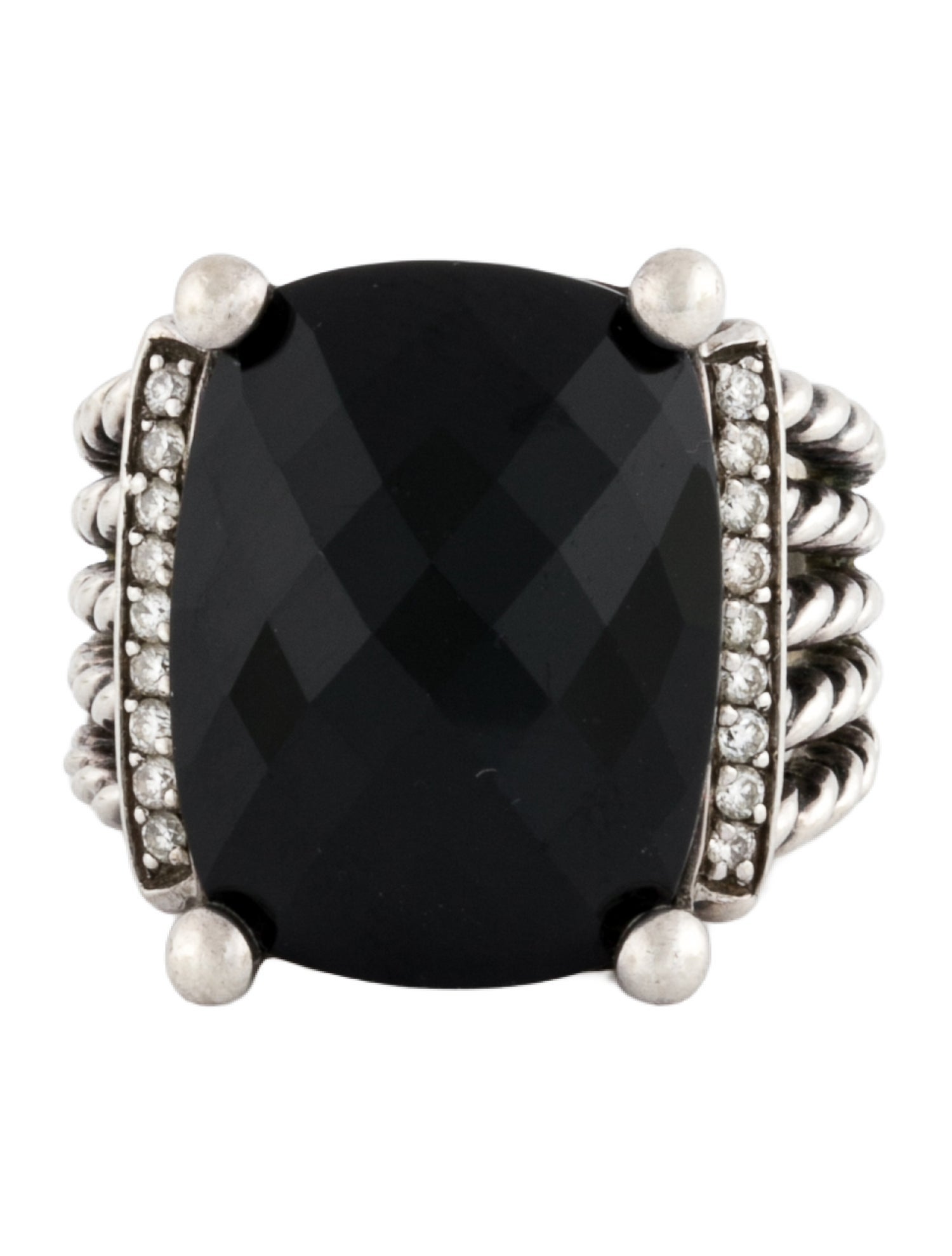 David Yurman Onyx & Diamond Wheaton Cocktail Ring