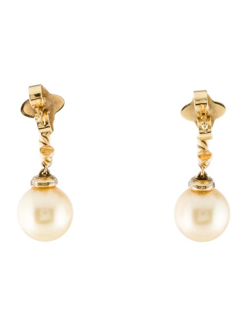 David Yurman 18K Pearl & Diamond Petite Solari Drop Earrings