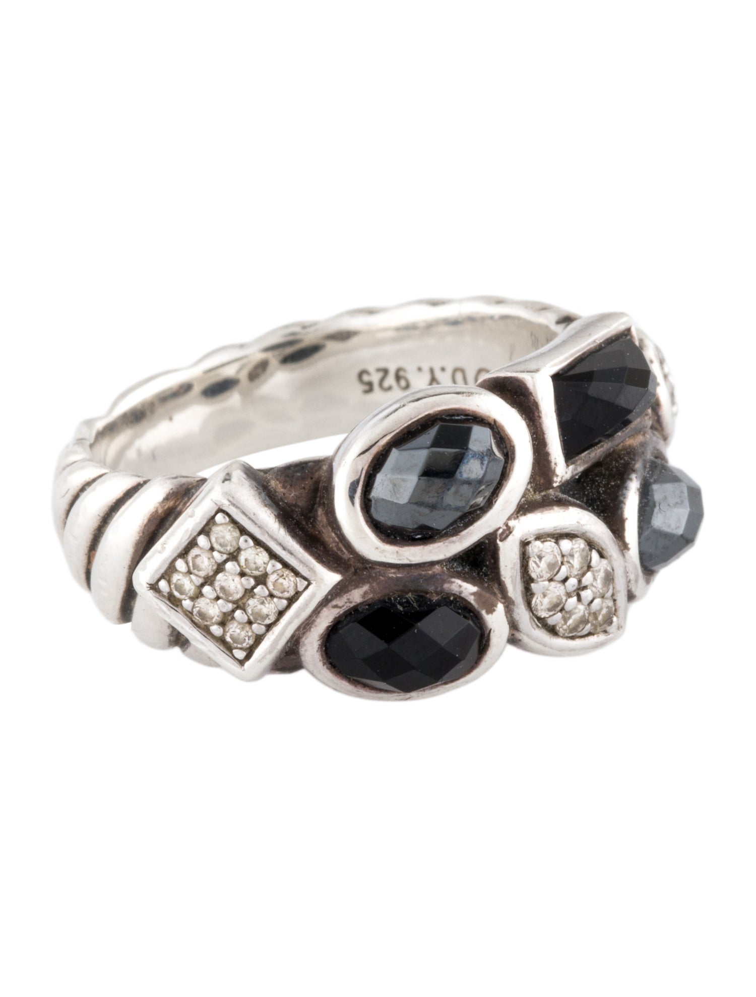 David Yurman Diamond, Onyx & Hematine Confetti Band