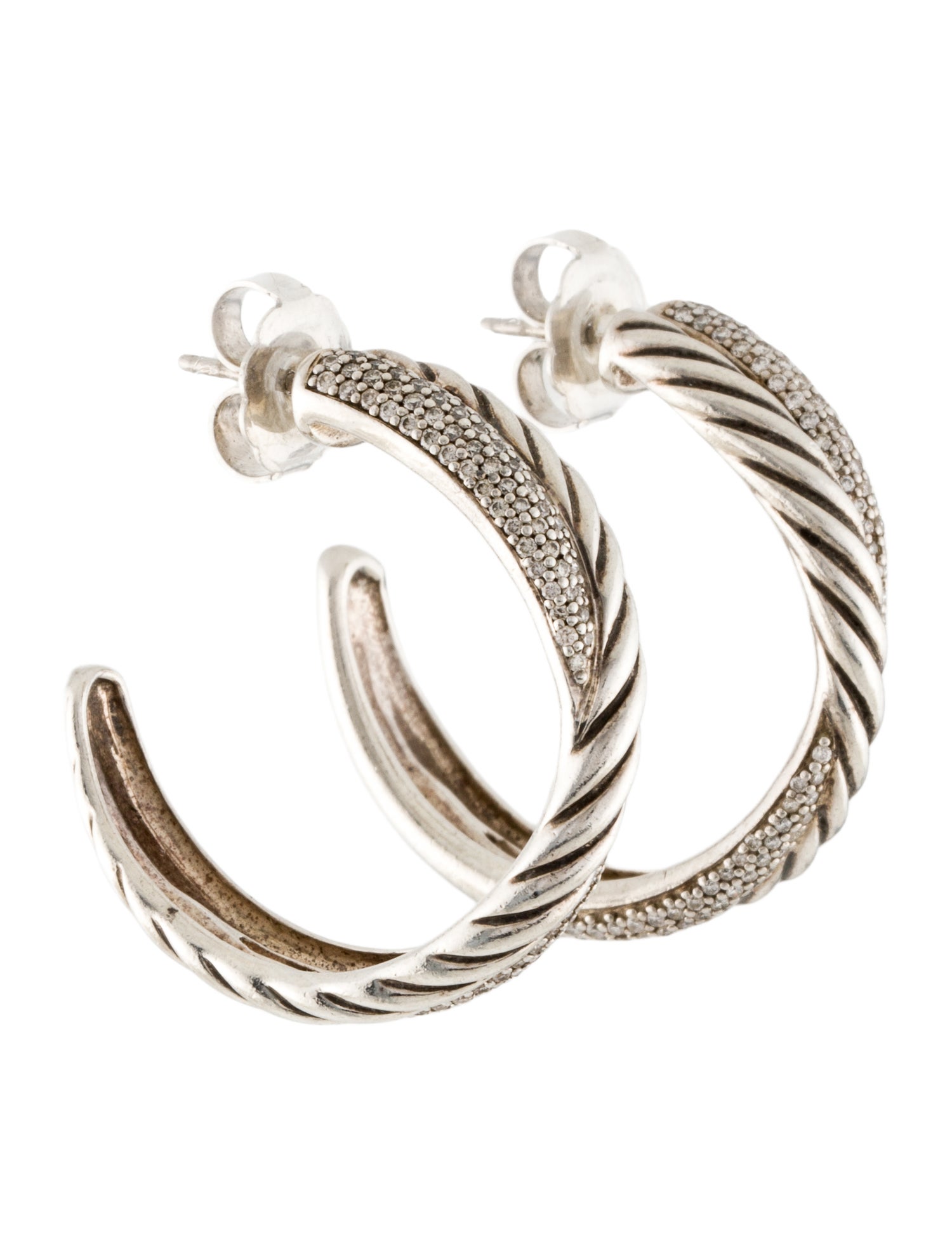 David Yurman Diamond Crossover Hoops