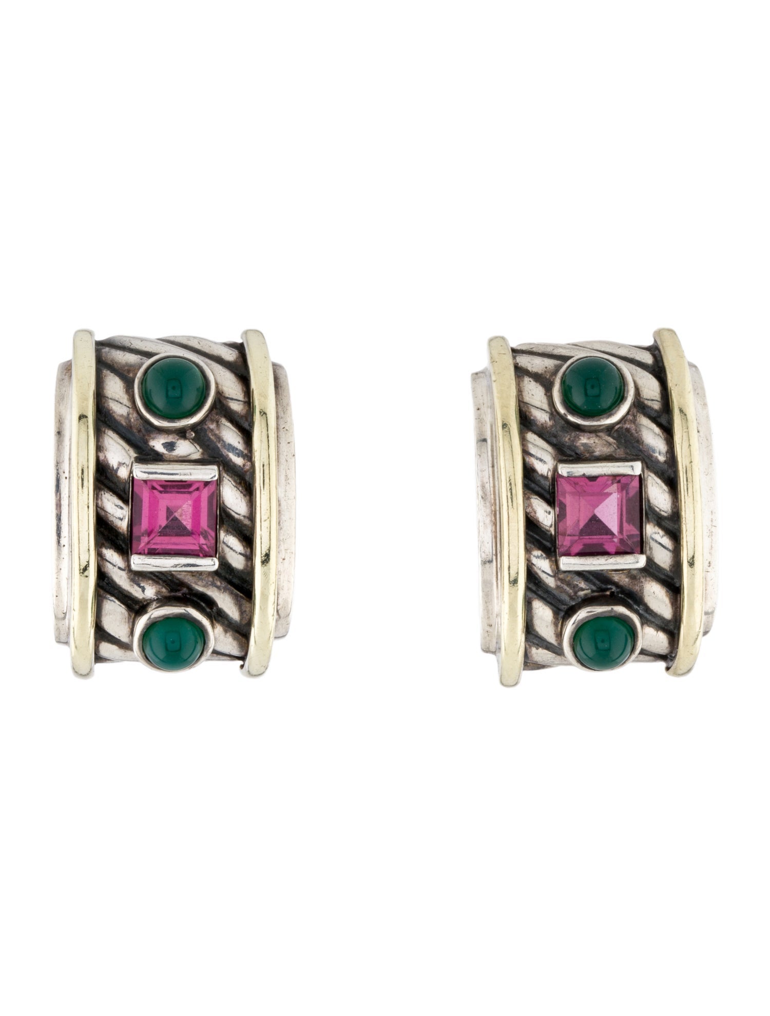 David Yurman Tourmaline & Dyed Chalcedony Renaissance Clip-On Earrings