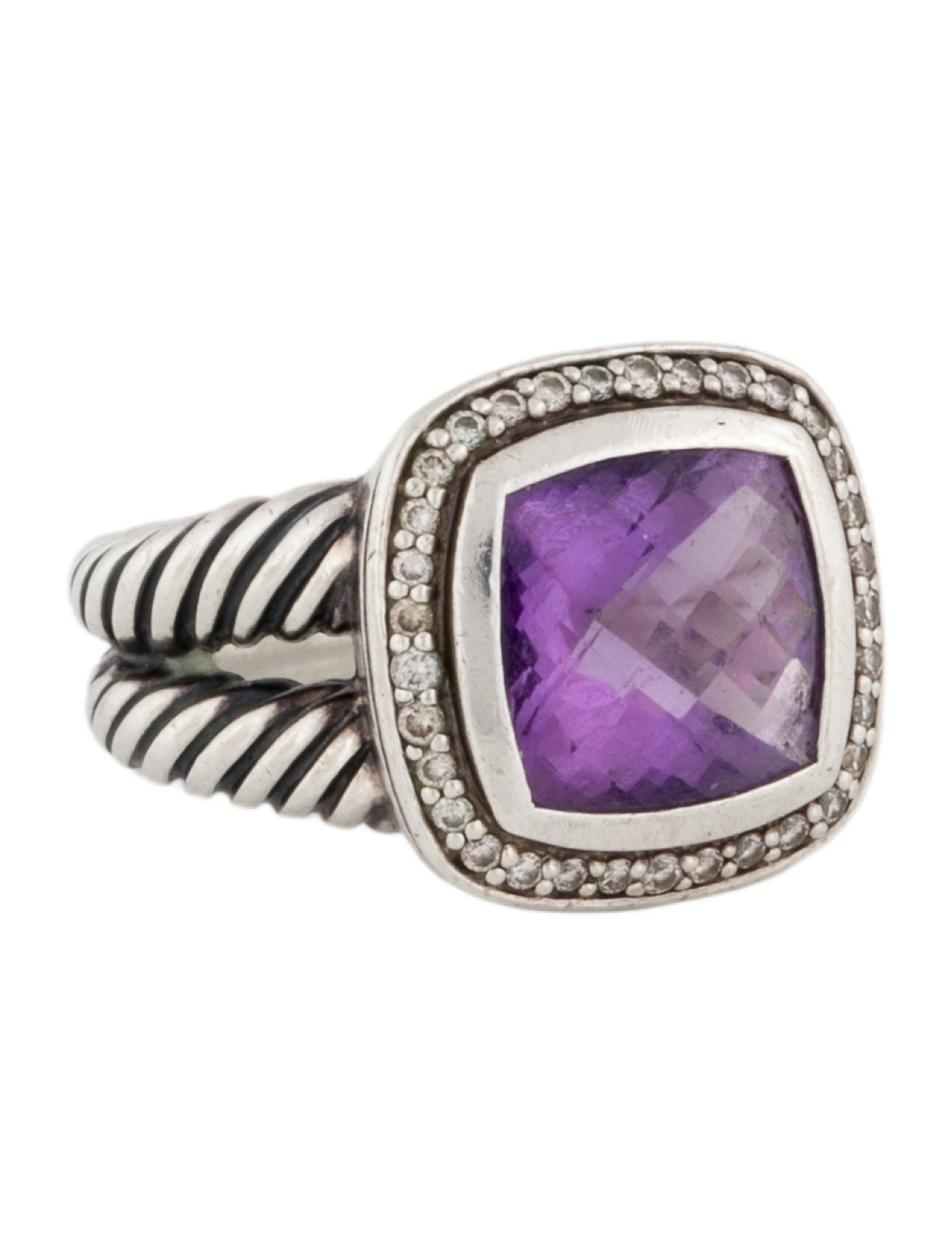 David Yurman Amethyst & Diamond Albion Cocktail Ring