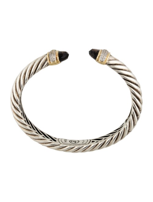 David Yurman Smoky Quartz & Diamond Hinged Waverly Cable Cuff