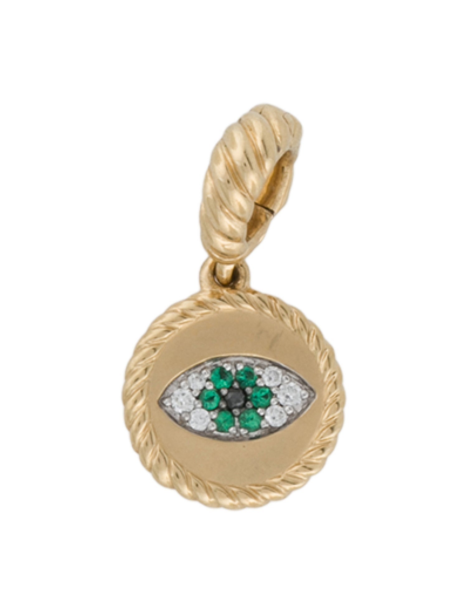 David Yurman 18K Emerald & Diamond Evil Eye Amulet Pendant