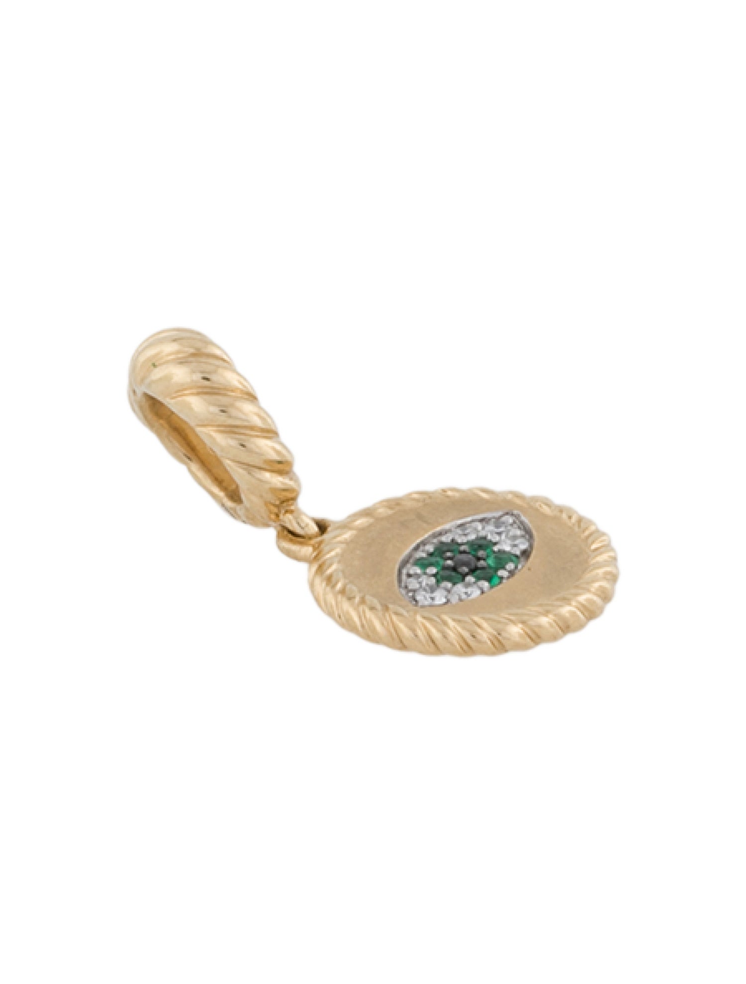 David Yurman 18K Emerald & Diamond Evil Eye Amulet Pendant