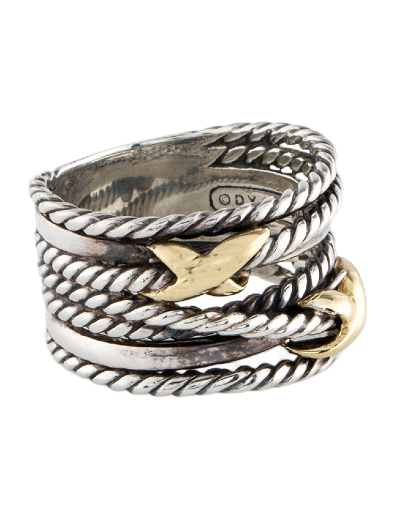 David Yurman Two-Tone Double X Crossover Ring