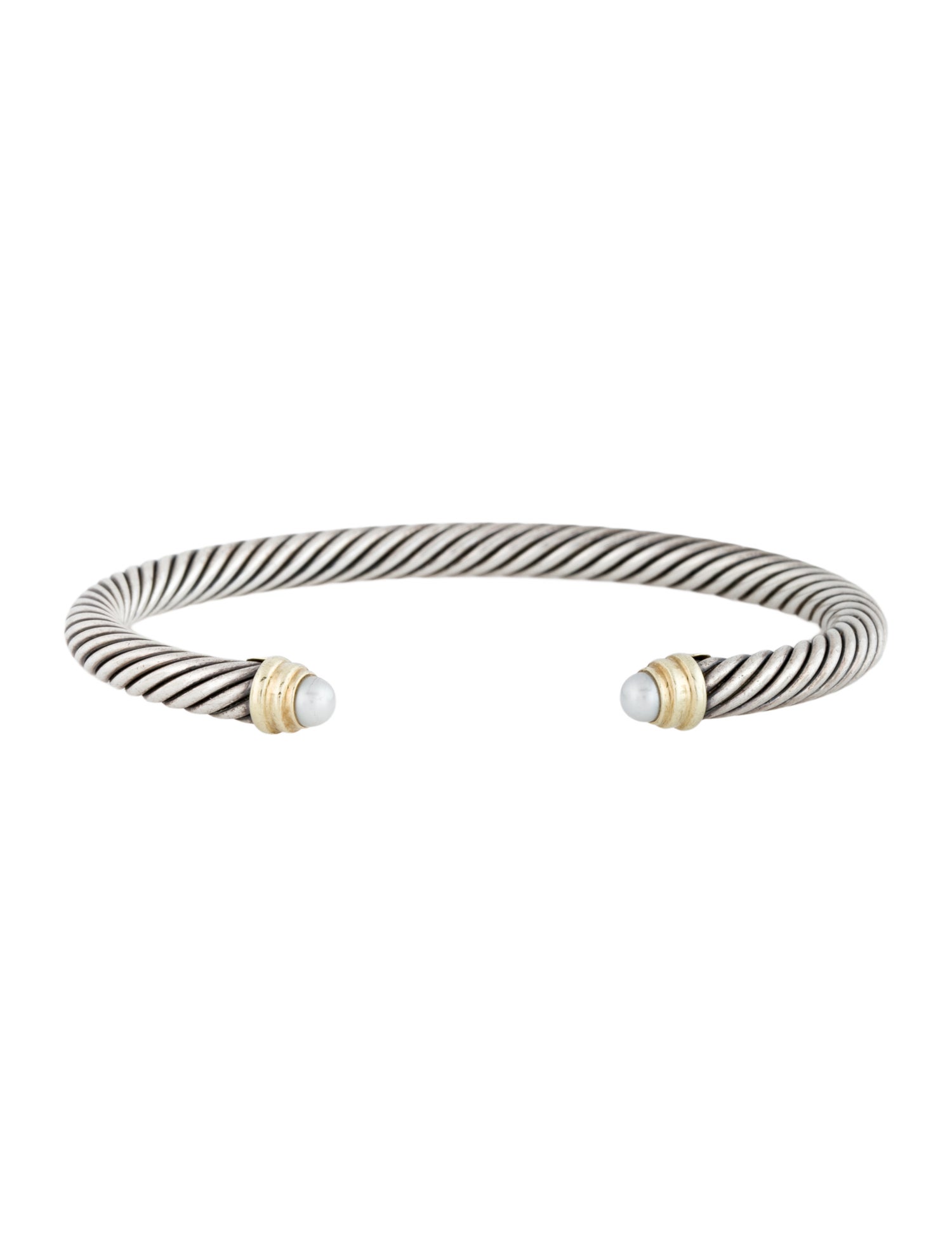 David Yurman Two-Tone Pearl Classic Cable Cuff Bracelet