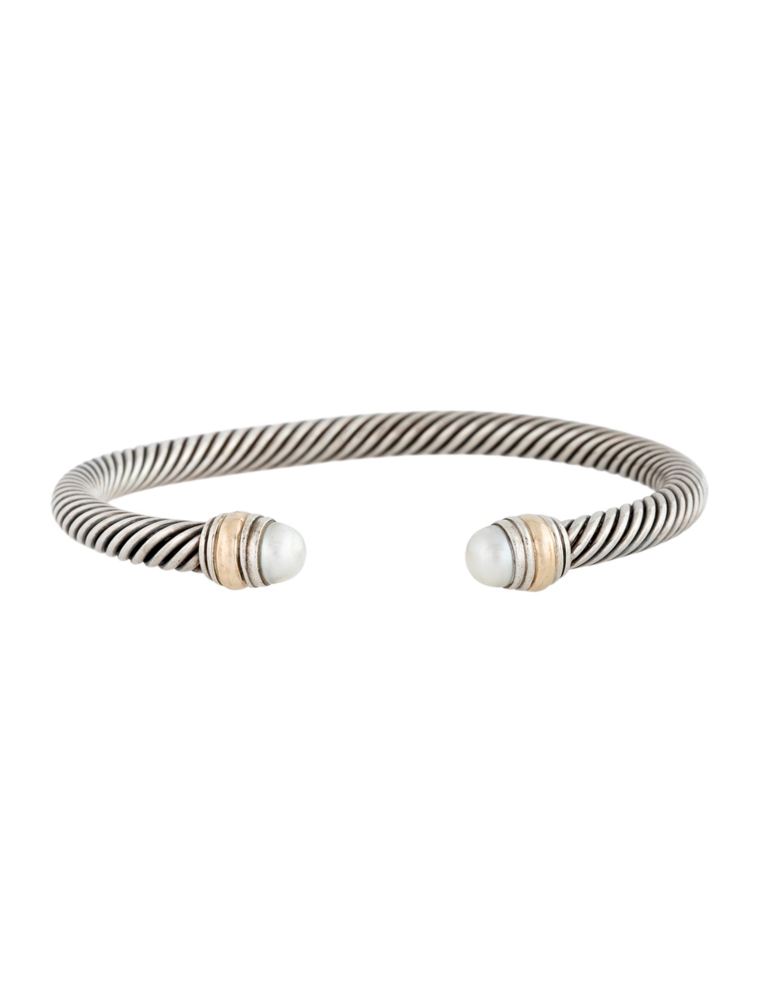 David Yurman Two-Tone Pearl Cable Cuff Bracelet