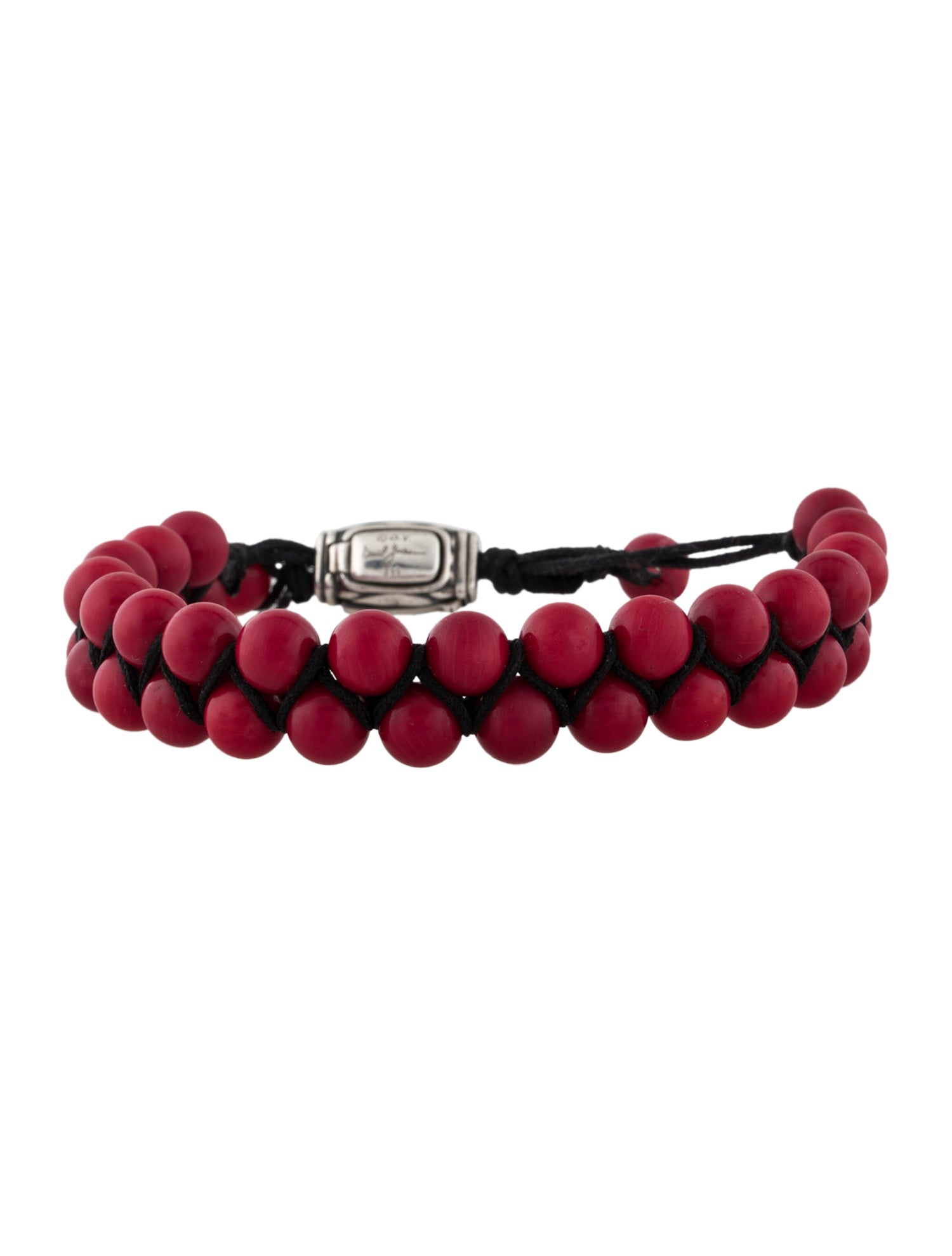 David Yurman Dyed Coral Spiritual Beads Two Row Bracelet