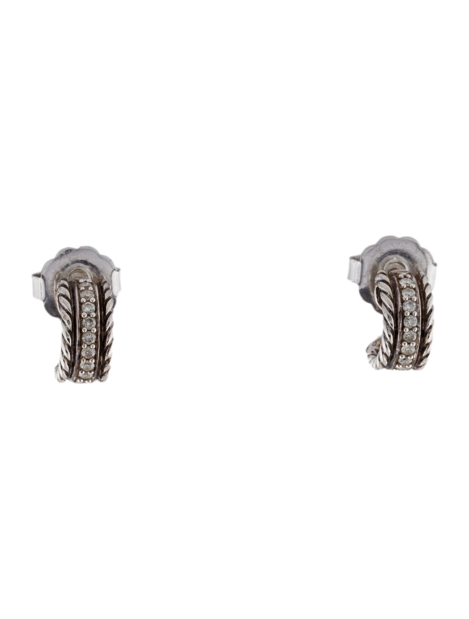 David Yurman Diamond Cable Collectibles Huggie Earrings