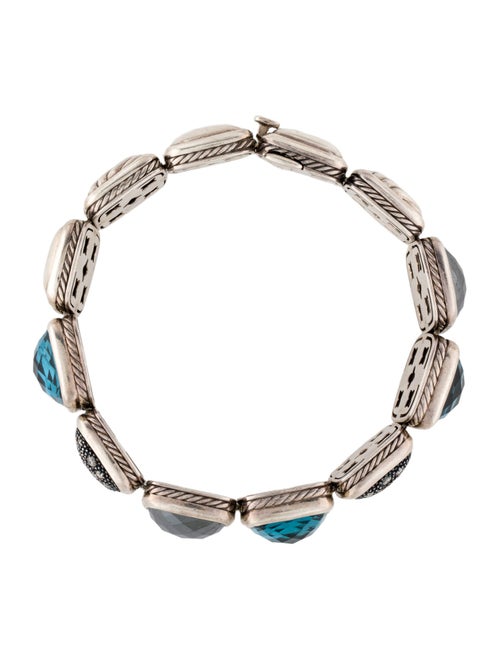 David Yurman Topaz, Hematine & Diamond Chiclet One-Row Bracelet