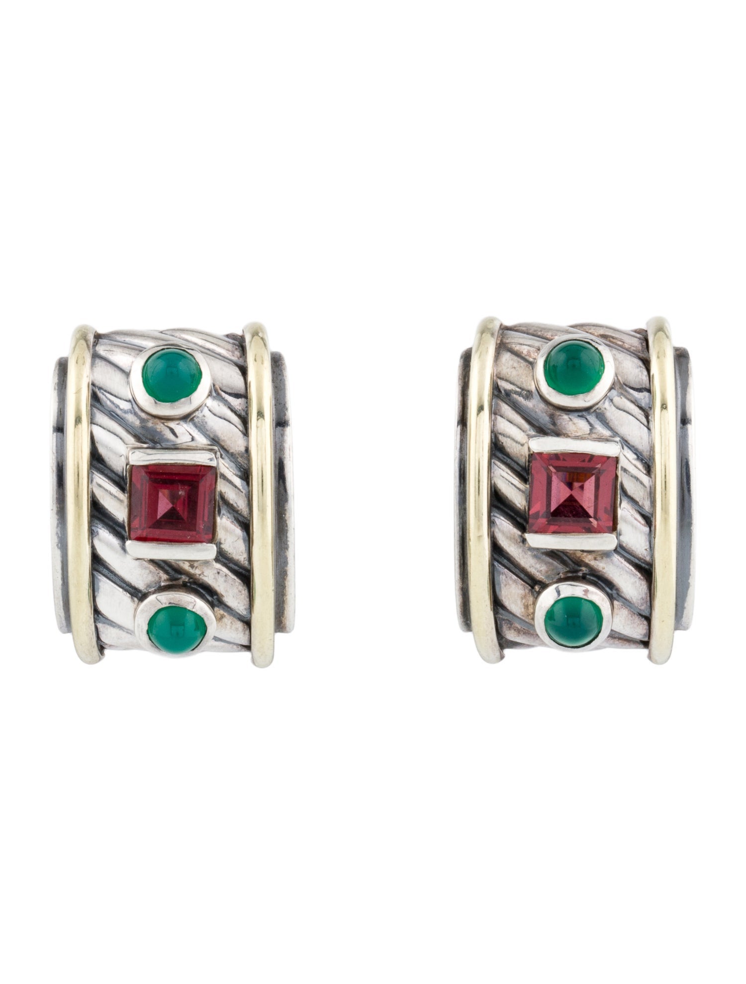 David Yurman Dyed Chalcedony & Garnet Clip-On Earrings