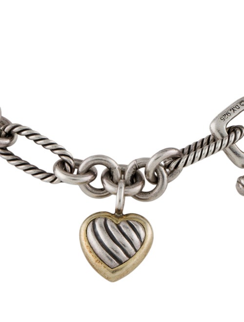 David Yurman Two-Tone Figaro Heart Charm Bracelet