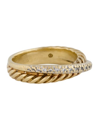 David Yurman 18K Diamond Crossover Two Row Ring
