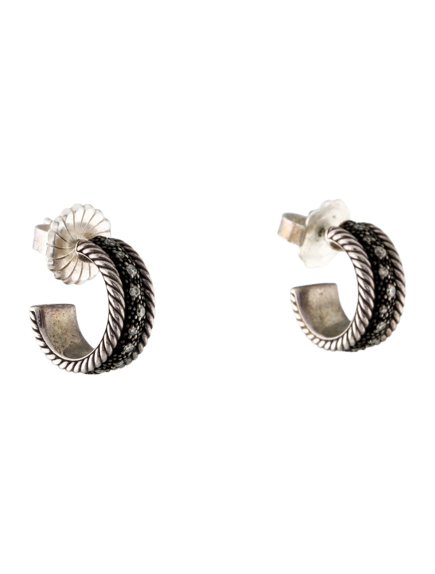 David Yurman Diamond Midnight Mélange Hoop Stud Earrings