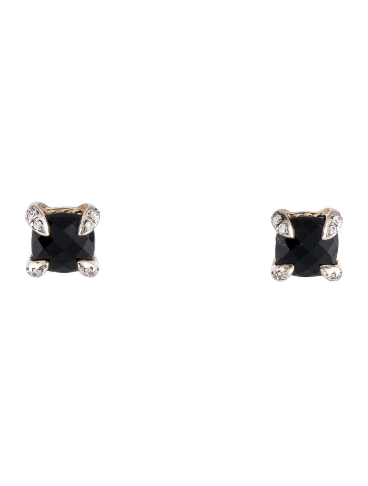 David Yurman Onyx & Diamond Petite Chatelaine Stud Earrings