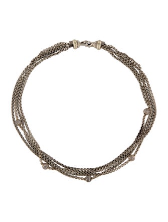 David Yurman Two-Tone Diamond Four-Row Small Chain Multistrand Necklace