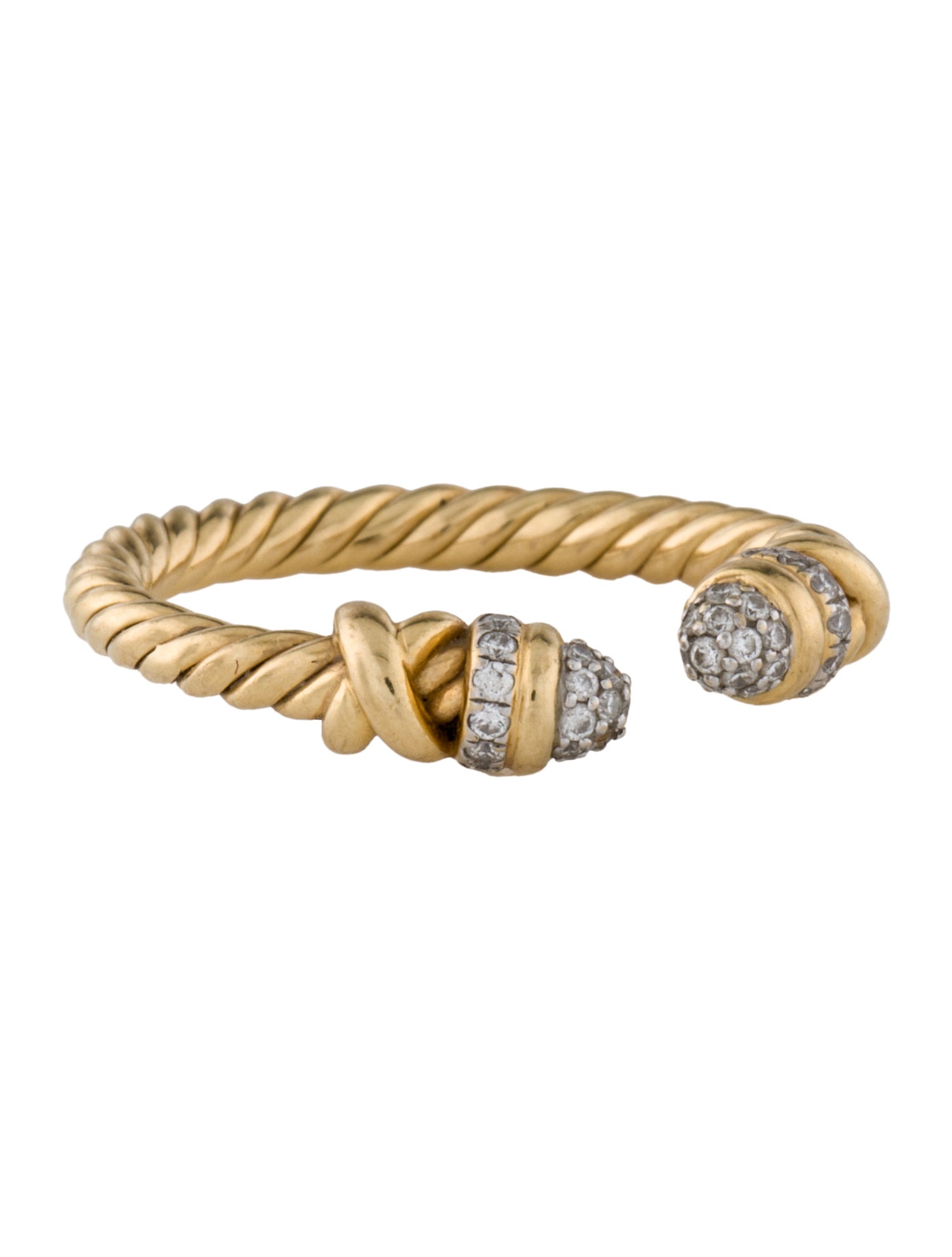 David Yurman 18K Diamond Petite Helena Open Ring