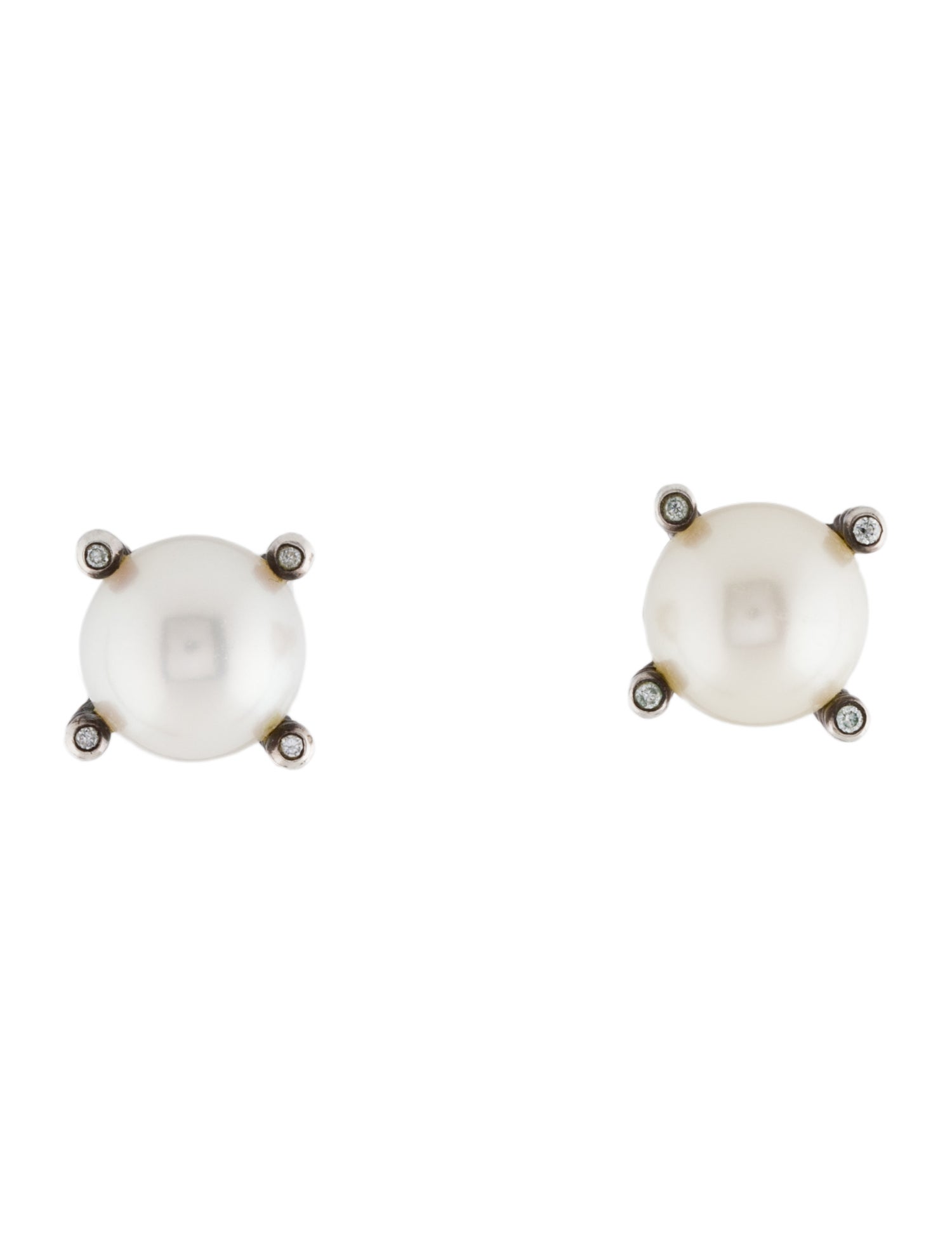 David Yurman Pearl & Diamond Stud Earrings